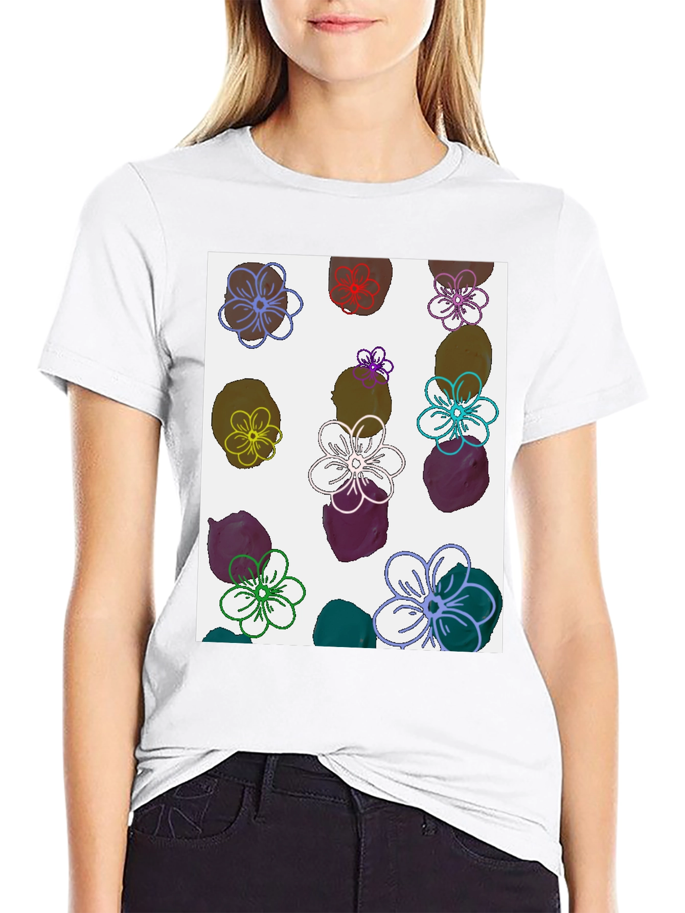 Floral Print T-Shirt - Modern Artistic Design
