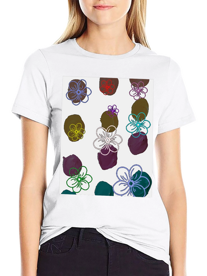 Floral Print T-Shirt - Modern Artistic Design