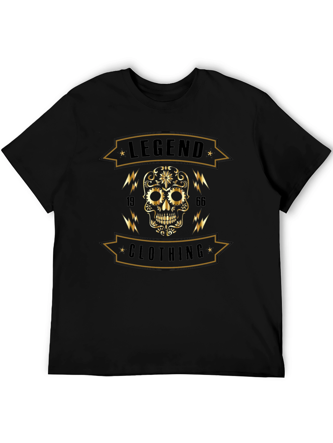 Legend Clothing Black T-Shirt with Skull Graphic