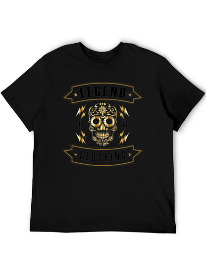 Legend Clothing Black T-Shirt with Skull Graphic