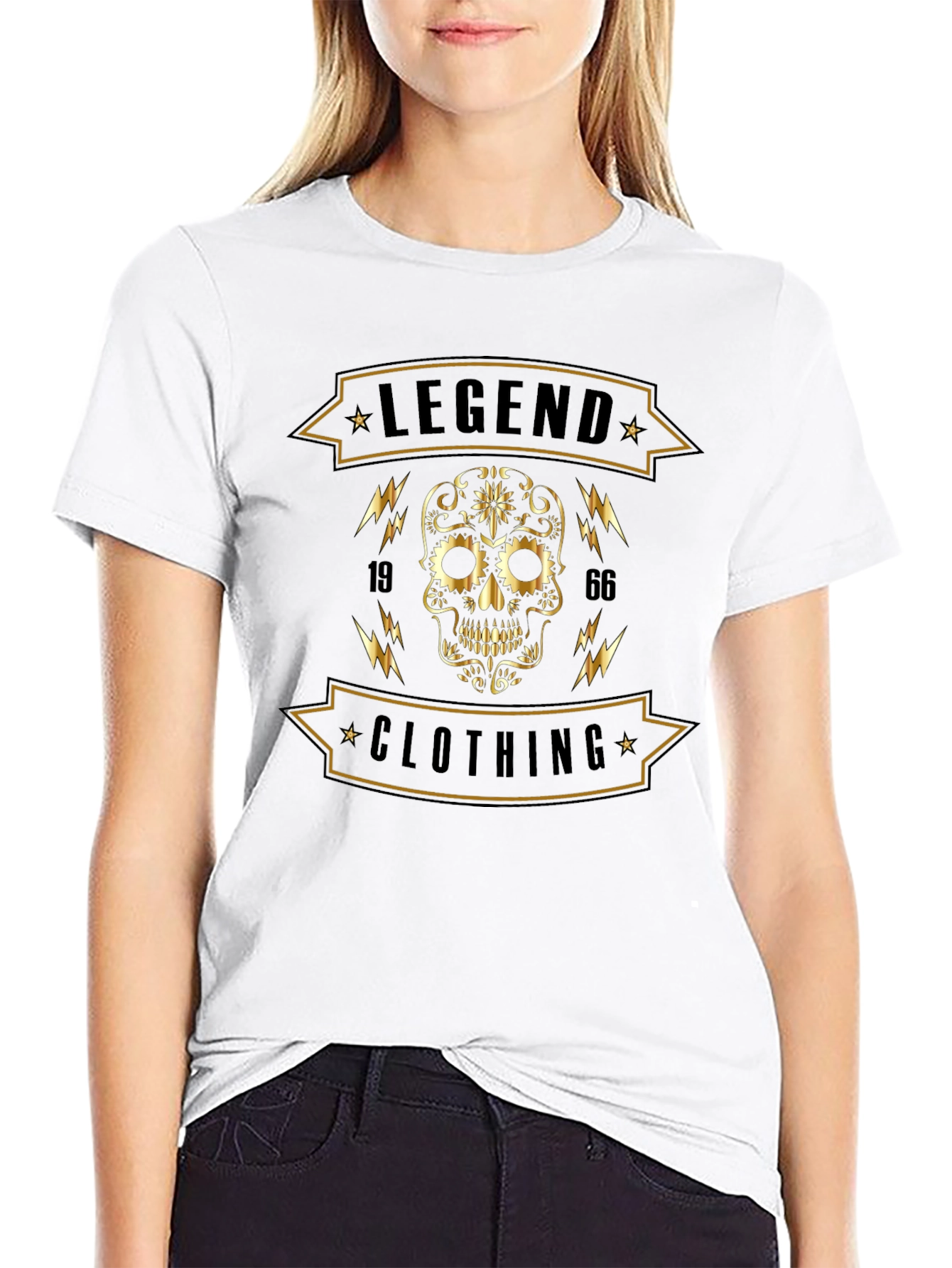 Legend Clothing Black T-Shirt with Skull Graphic