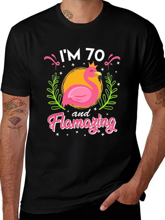 Flamazing 70th Birthday T-Shirt - Flamingo Design