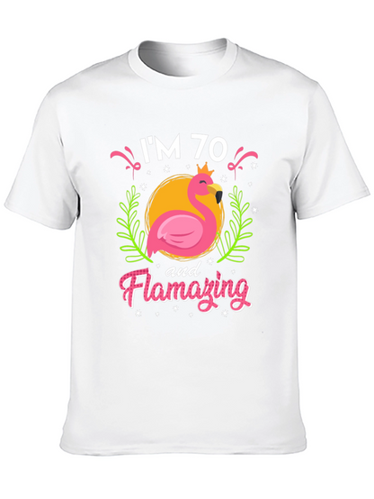 Flamazing 70th Birthday T-Shirt - Flamingo Design