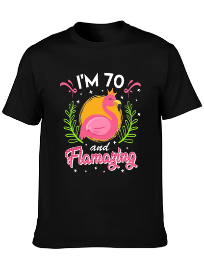 Flamazing 70th Birthday T-Shirt - Flamingo Design