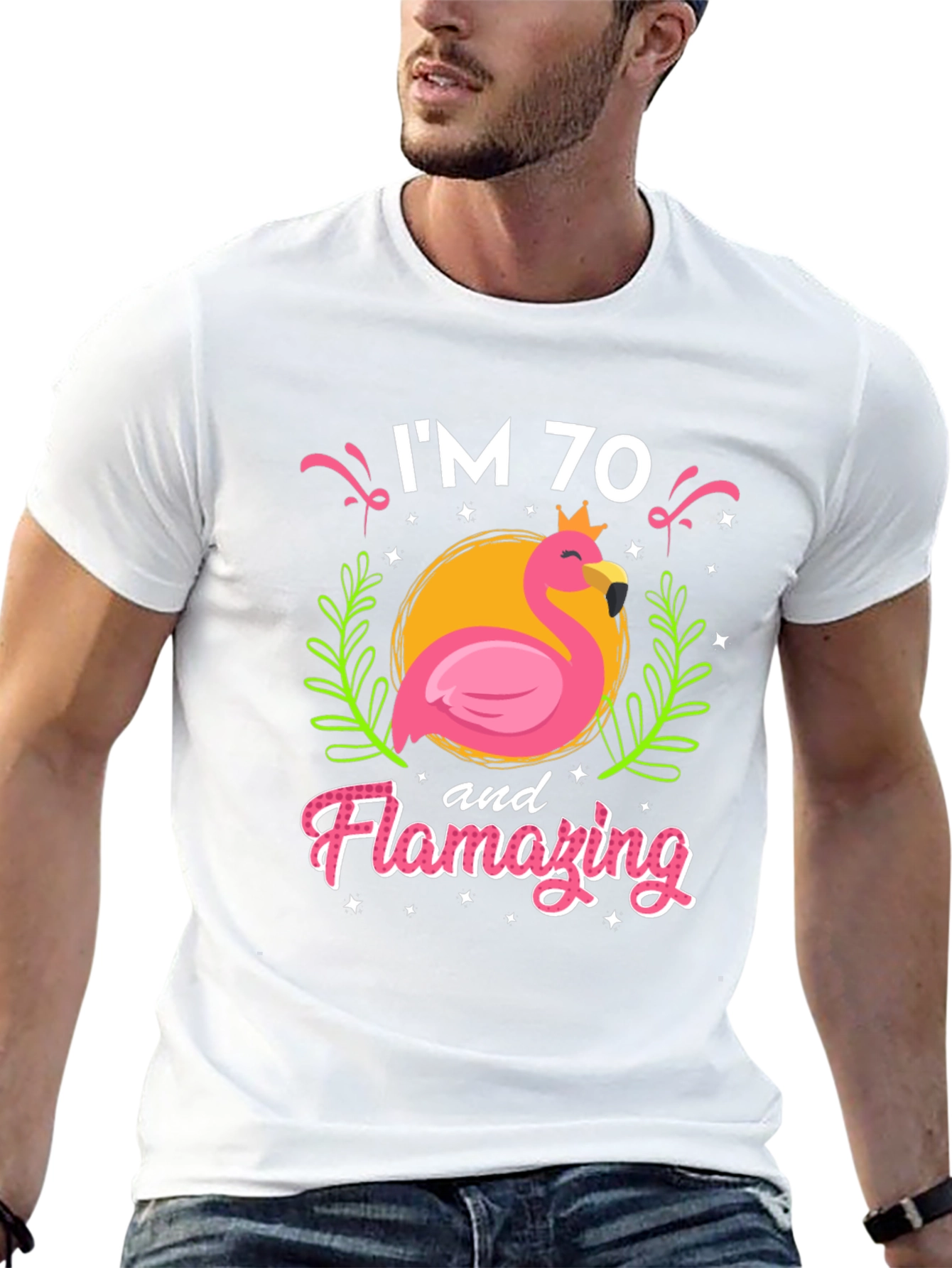 Flamazing 70th Birthday T-Shirt - Flamingo Design