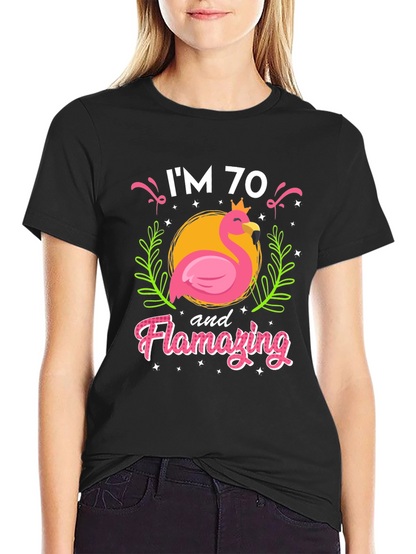 Flamazing 70th Birthday T-Shirt - Flamingo Design