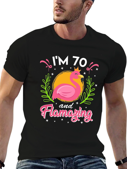 Flamazing 70th Birthday T-Shirt - Flamingo Design