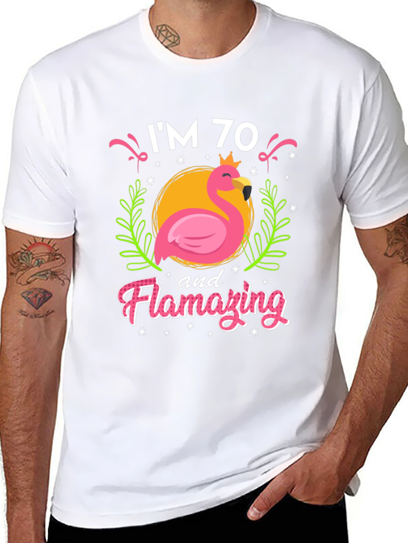 Flamazing 70th Birthday T-Shirt - Flamingo Design