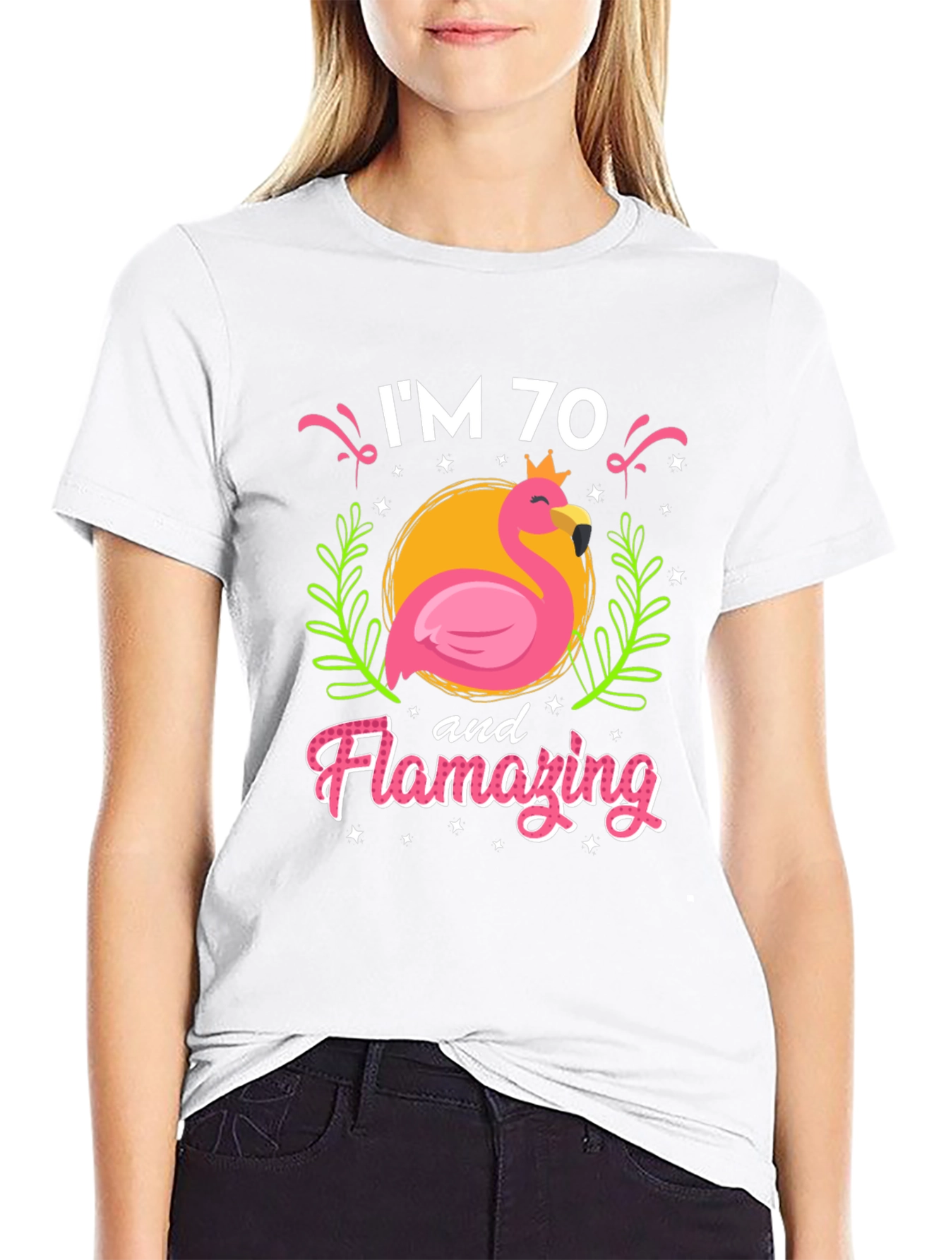 Flamazing 70th Birthday T-Shirt - Flamingo Design