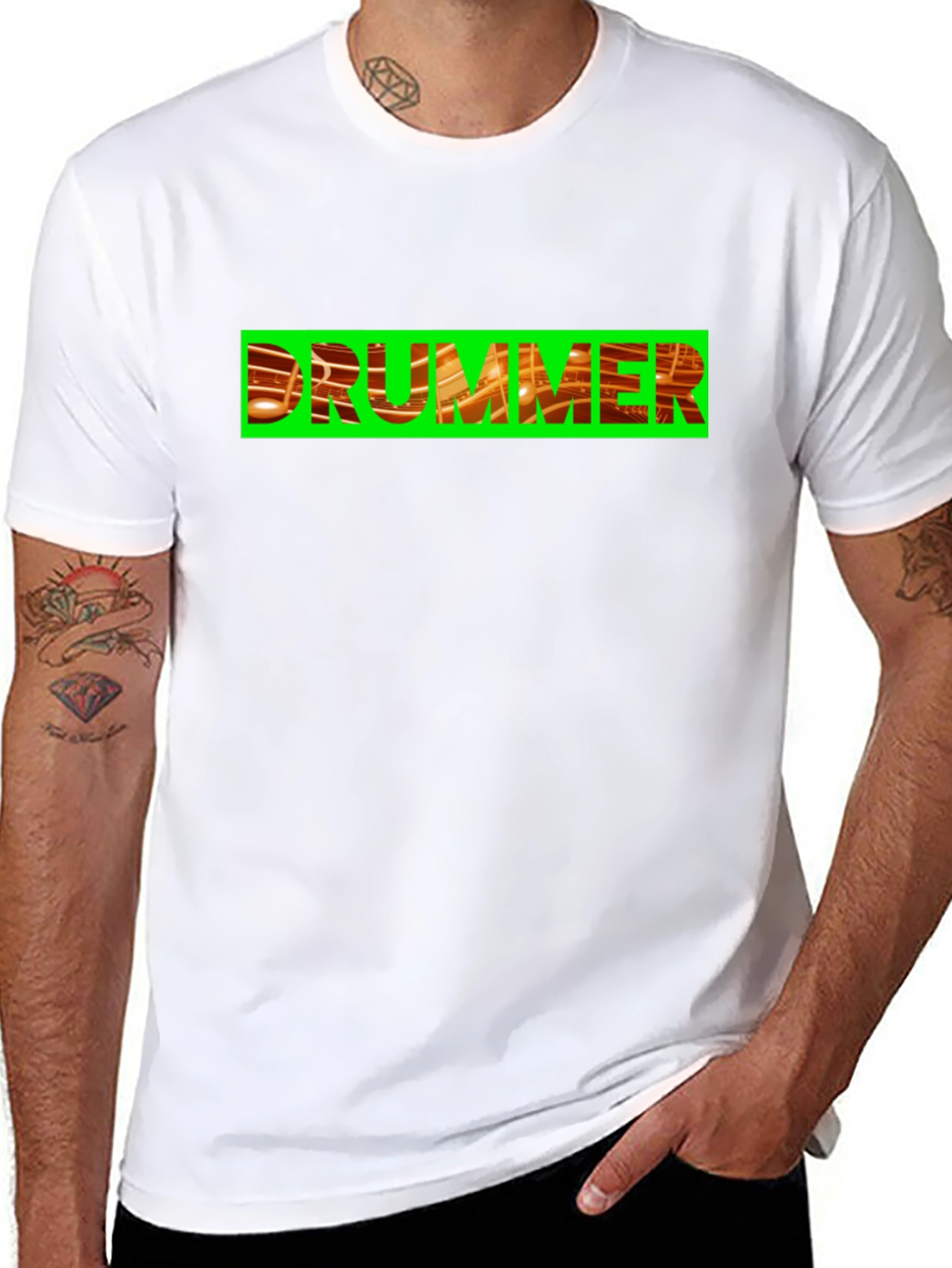 Drummer Graphic Tee - Bold Black Cotton