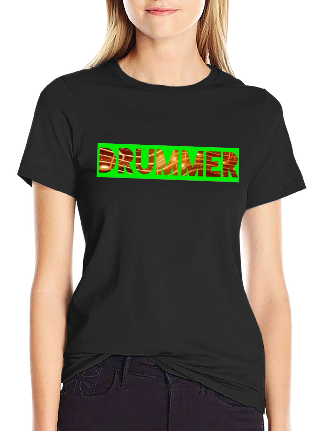 Drummer Graphic Tee - Bold Black Cotton