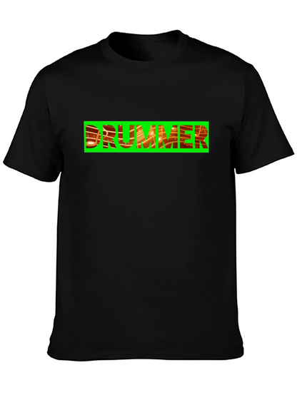 Drummer Graphic Tee - Bold Black Cotton