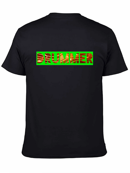 Drummer Graphic Tee - Bold Black Cotton