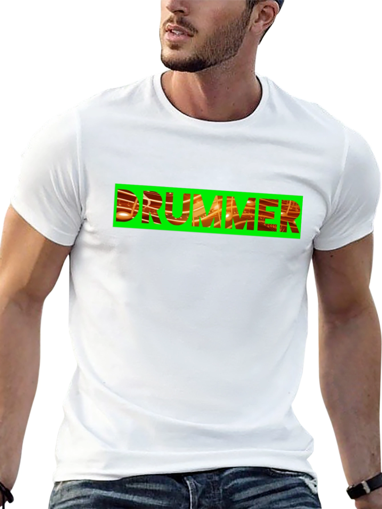 Drummer Graphic Tee - Bold Black Cotton