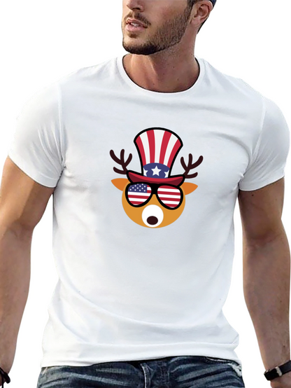 Patriotic Deer T-Shirt - USA Flag Design