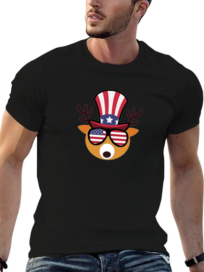 Patriotic Deer T-Shirt - USA Flag Design