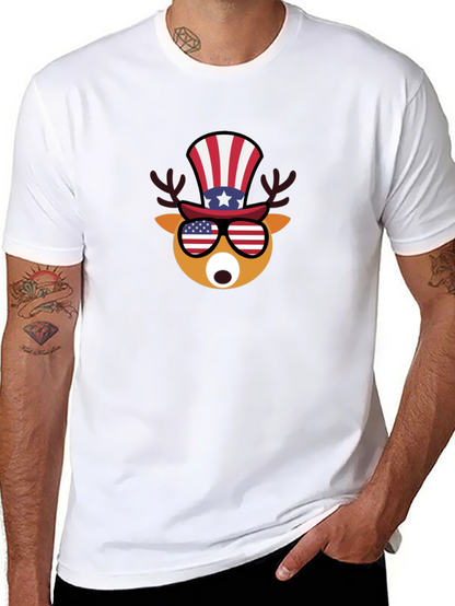 Patriotic Deer T-Shirt - USA Flag Design
