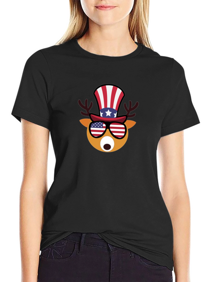 Patriotic Deer T-Shirt - USA Flag Design