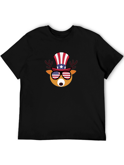 Patriotic Deer T-Shirt - USA Flag Design