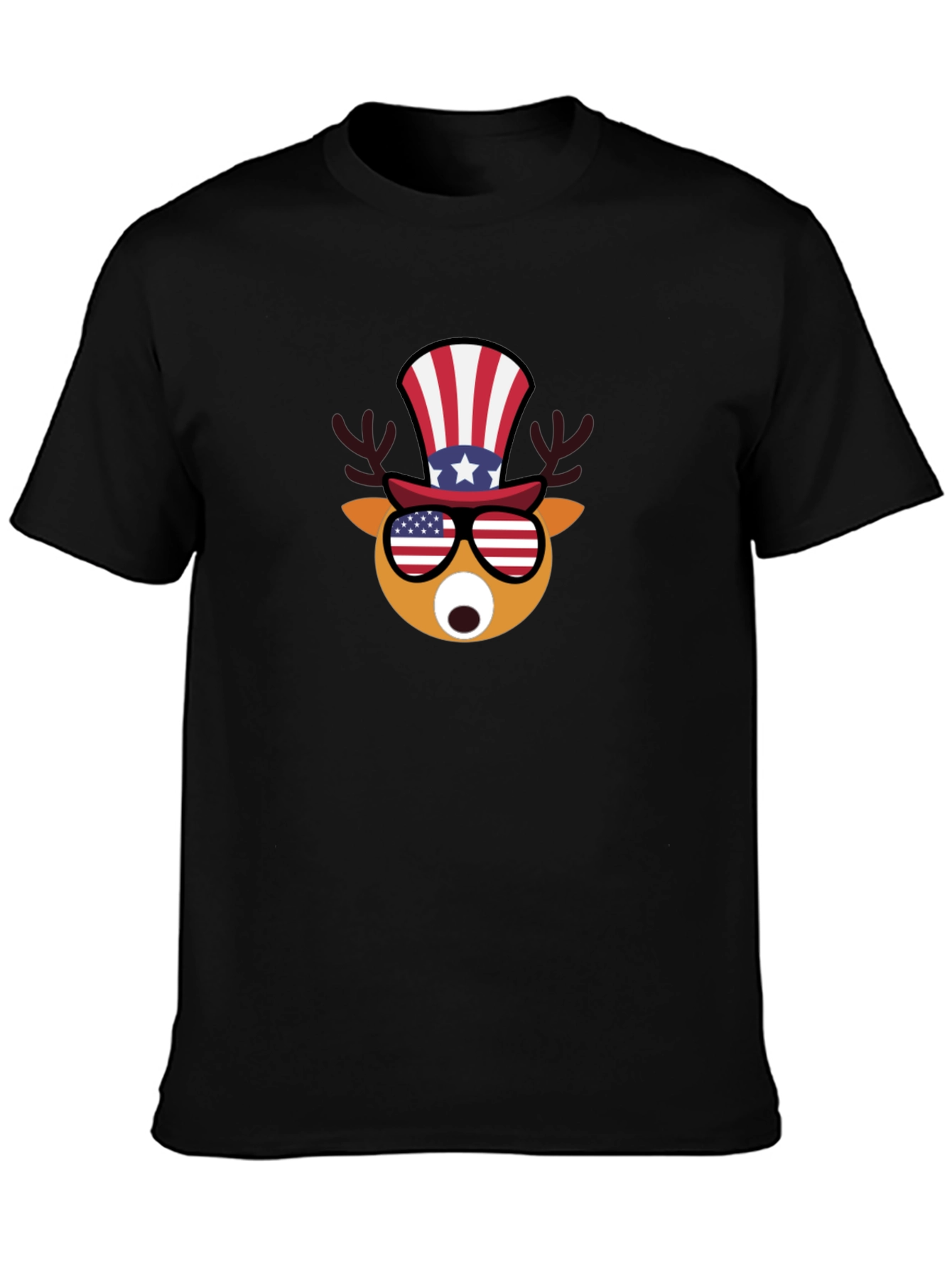 Patriotic Deer T-Shirt - USA Flag Design