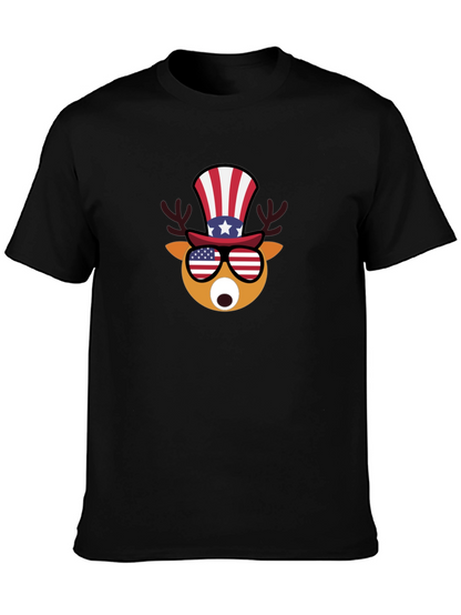 Patriotic Deer T-Shirt - USA Flag Design