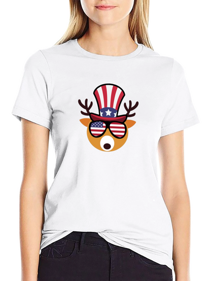 Patriotic Deer T-Shirt - USA Flag Design