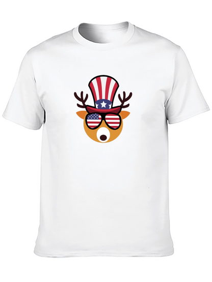 Patriotic Deer T-Shirt - USA Flag Design