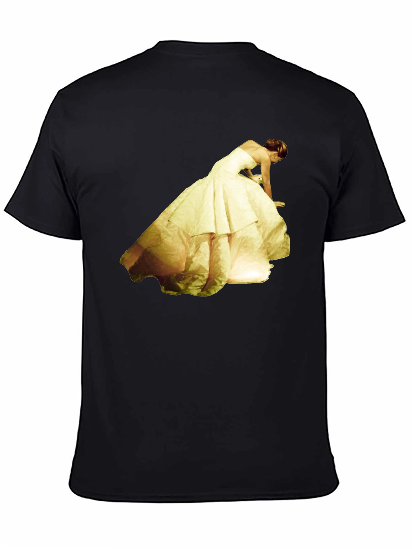 Black T-Shirt with Yellow Dress Graphic Tee