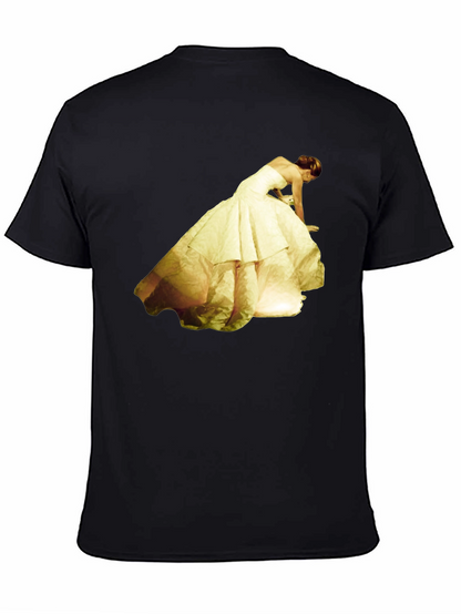 Black T-Shirt with Yellow Dress Graphic Tee
