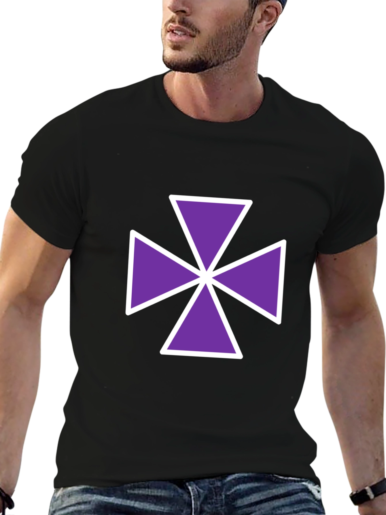 Purple Cross Graphic Tee - Casual Comfort