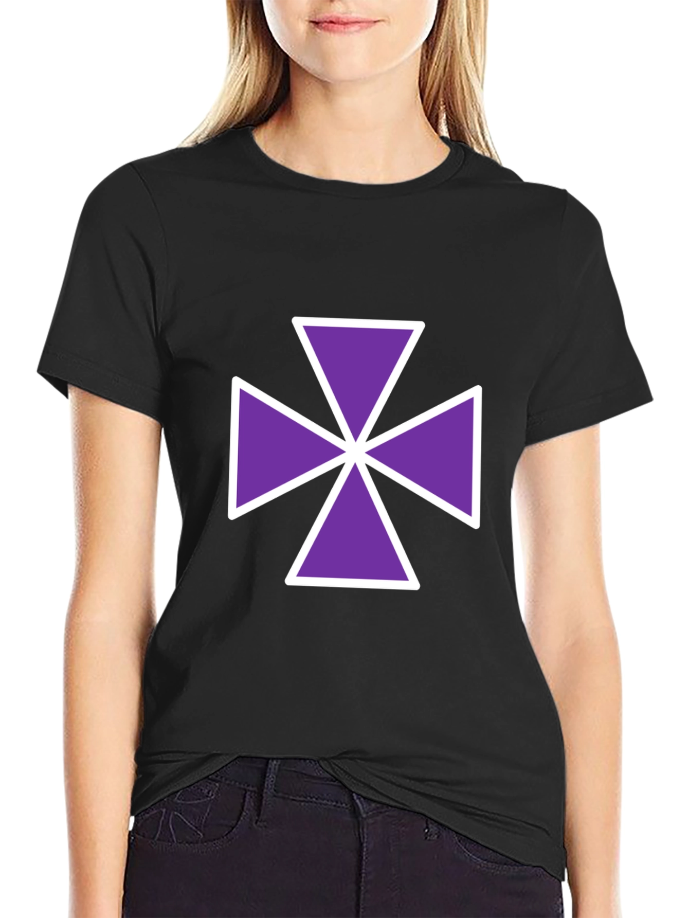 Purple Cross Graphic Tee - Casual Comfort