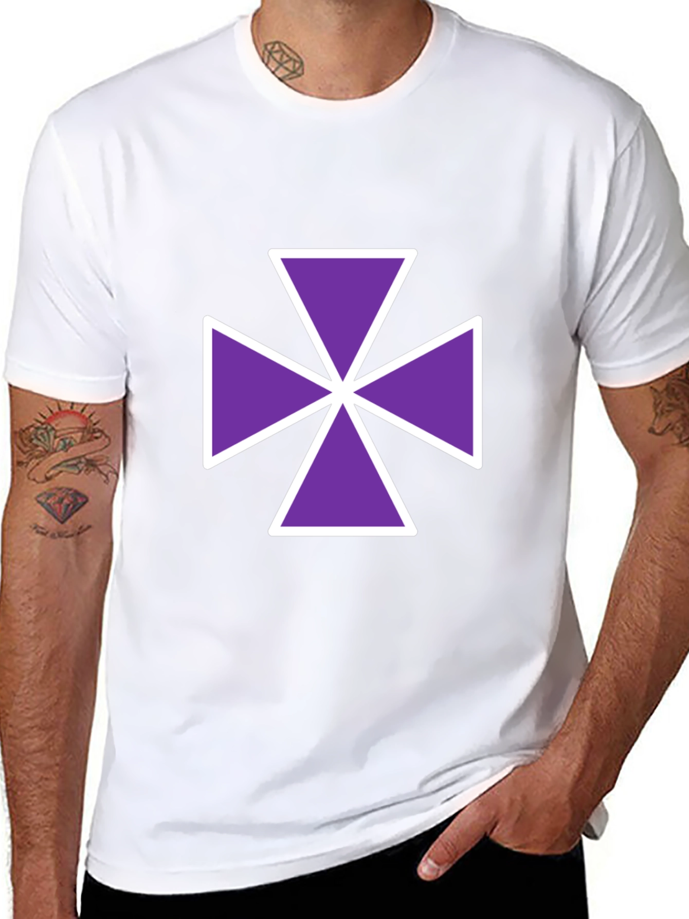 Purple Cross Graphic Tee - Casual Comfort