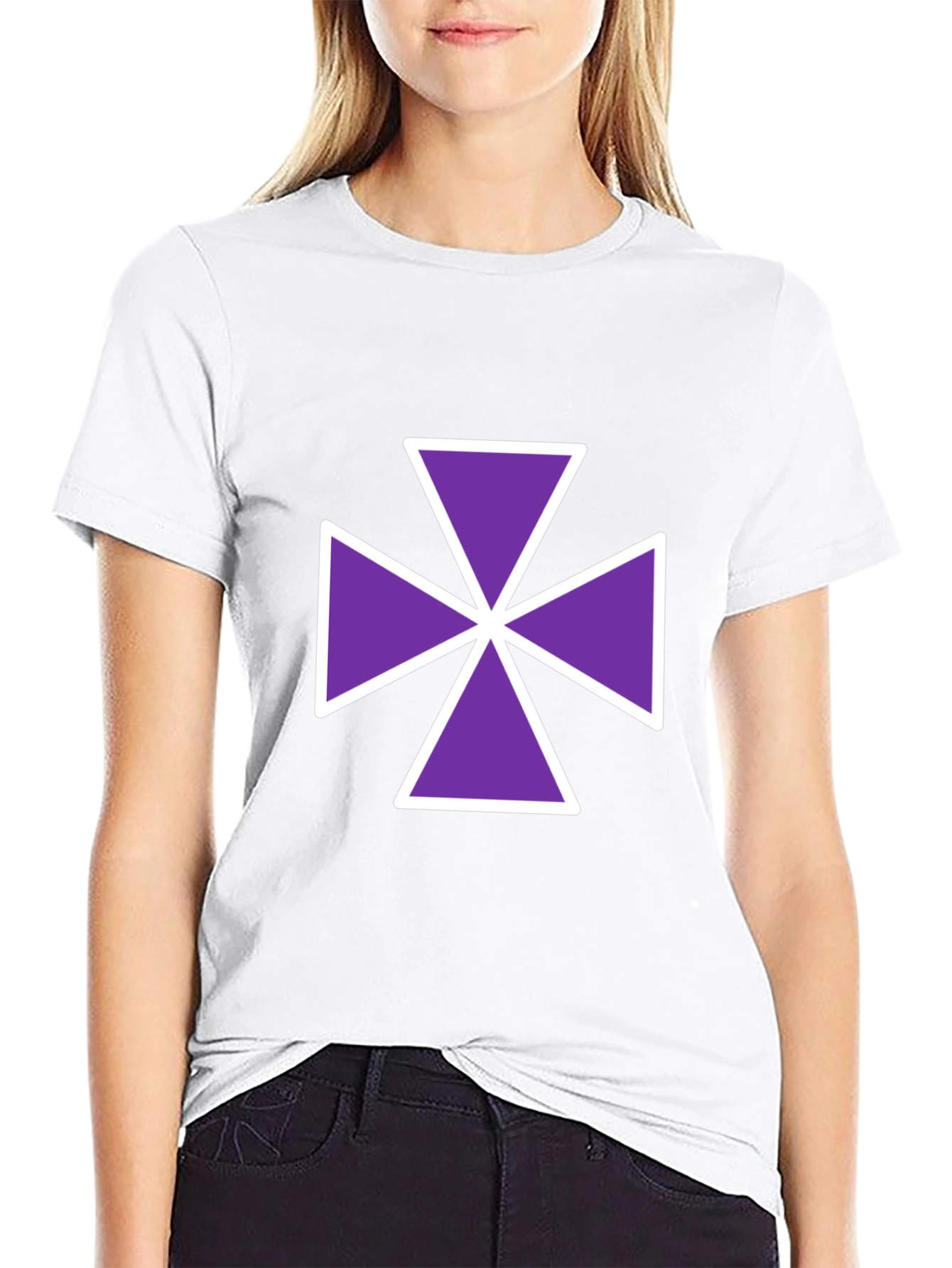 Purple Cross Graphic Tee - Casual Comfort