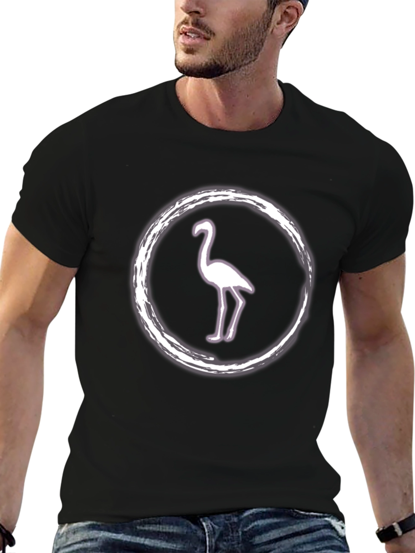 Flamingo Graphic Tee - Black Cotton Casual Wear