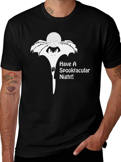 Spooktacular Halloween Bat Graphic T-Shirt