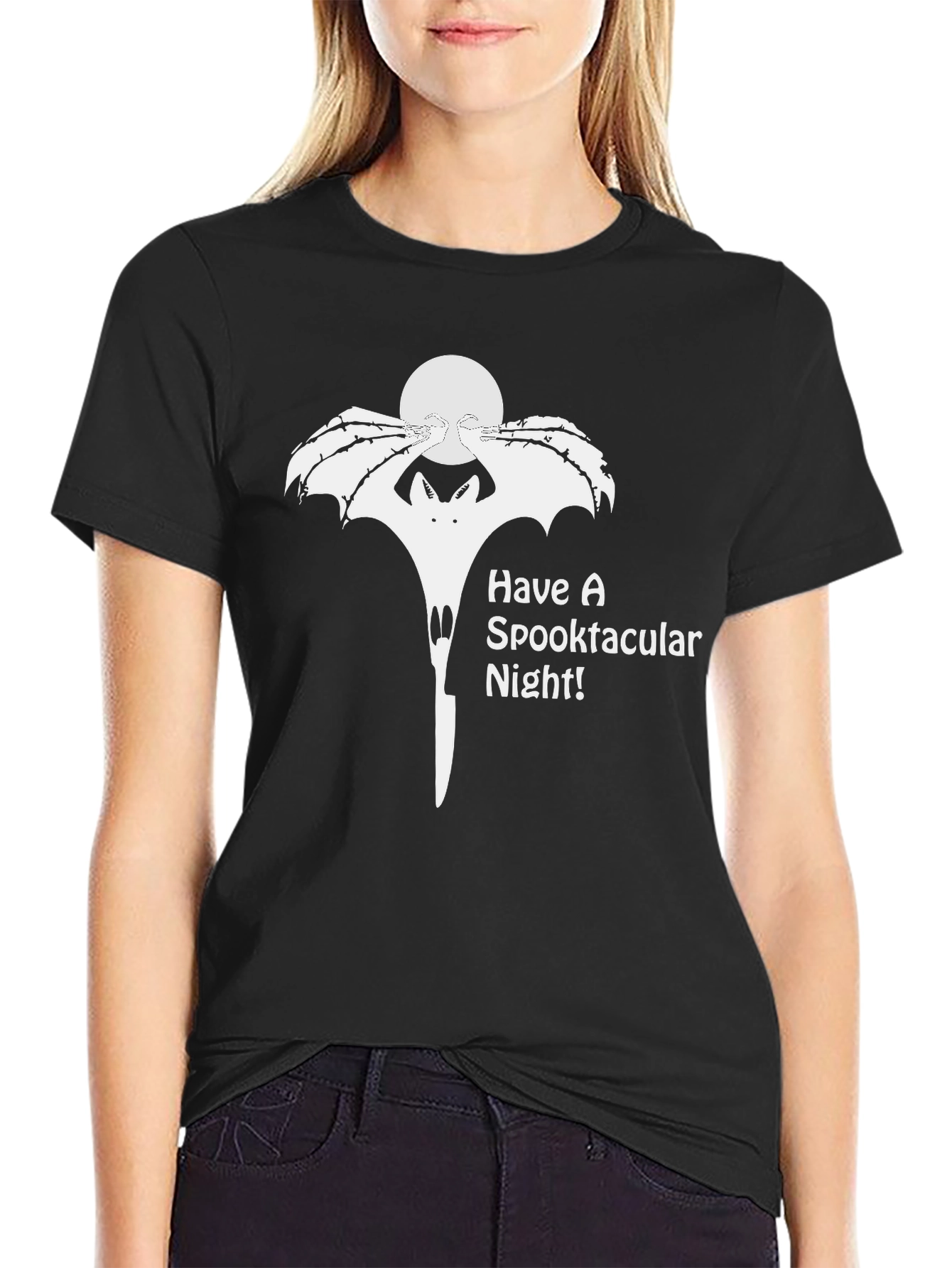 Spooktacular Halloween Bat Graphic T-Shirt