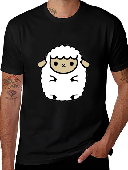Cute Sheep Graphic Black T-Shirt