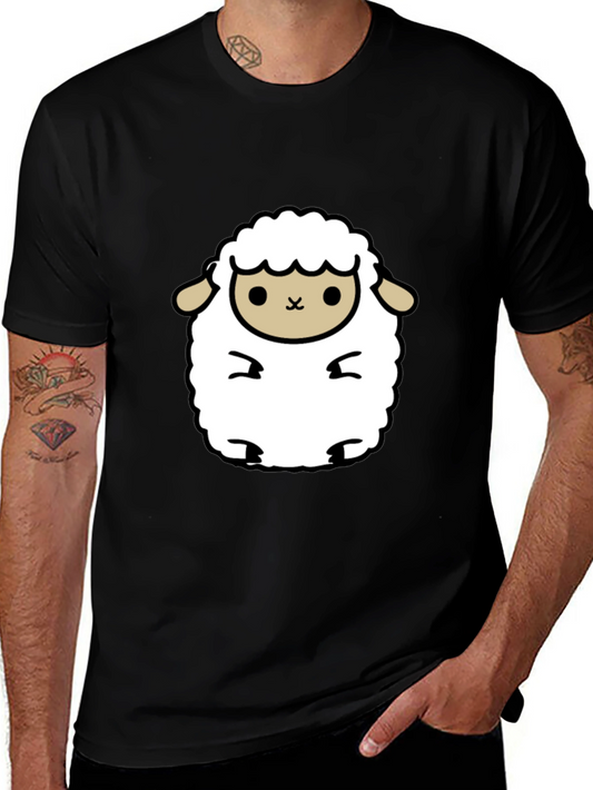 Cute Sheep Graphic Black T-Shirt