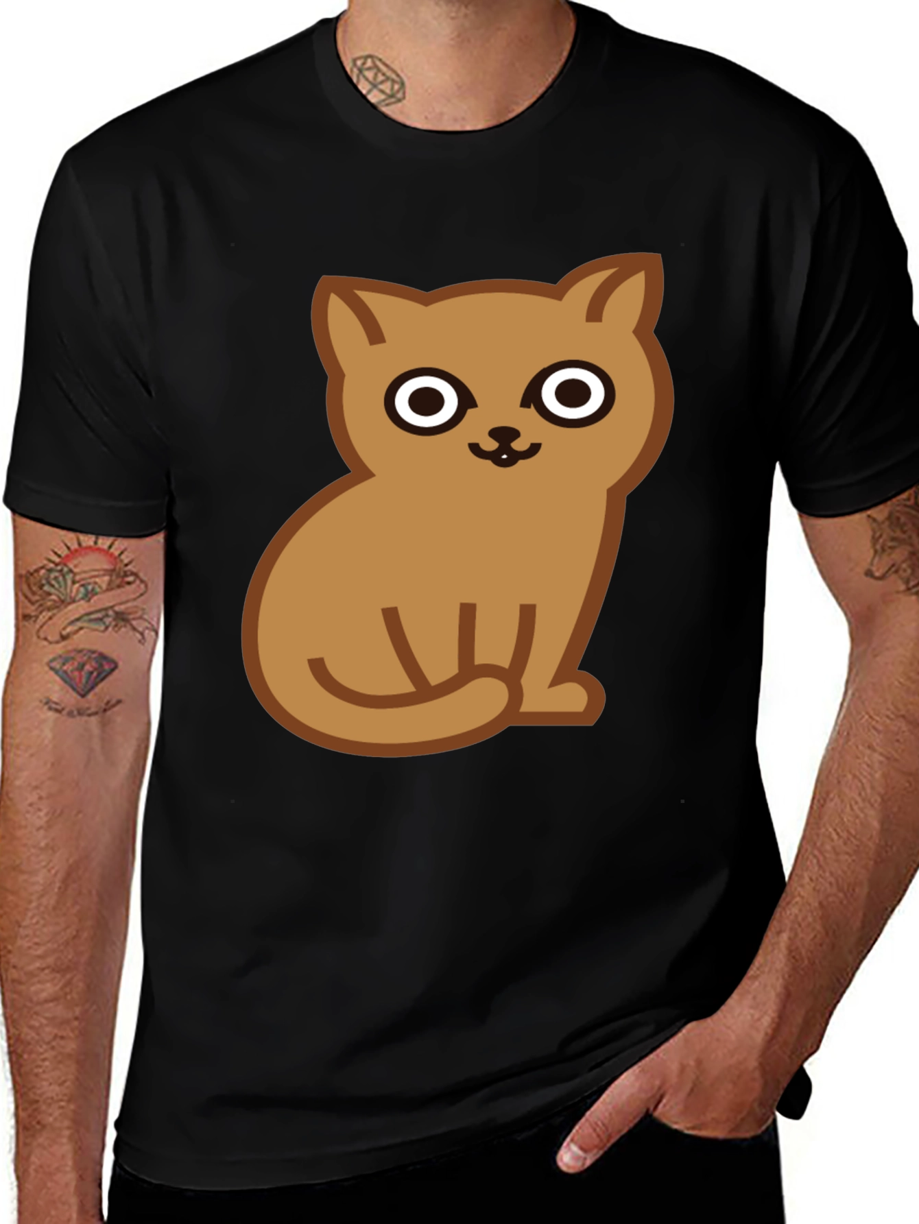 Cute Cat Graphic Tee - Soft Cotton Black T-Shirt