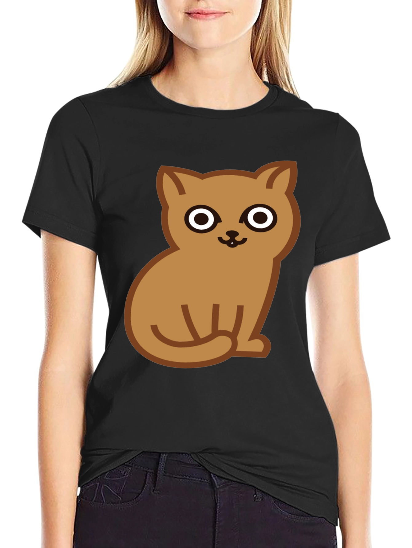 Cute Cat Graphic Tee - Soft Cotton Black T-Shirt