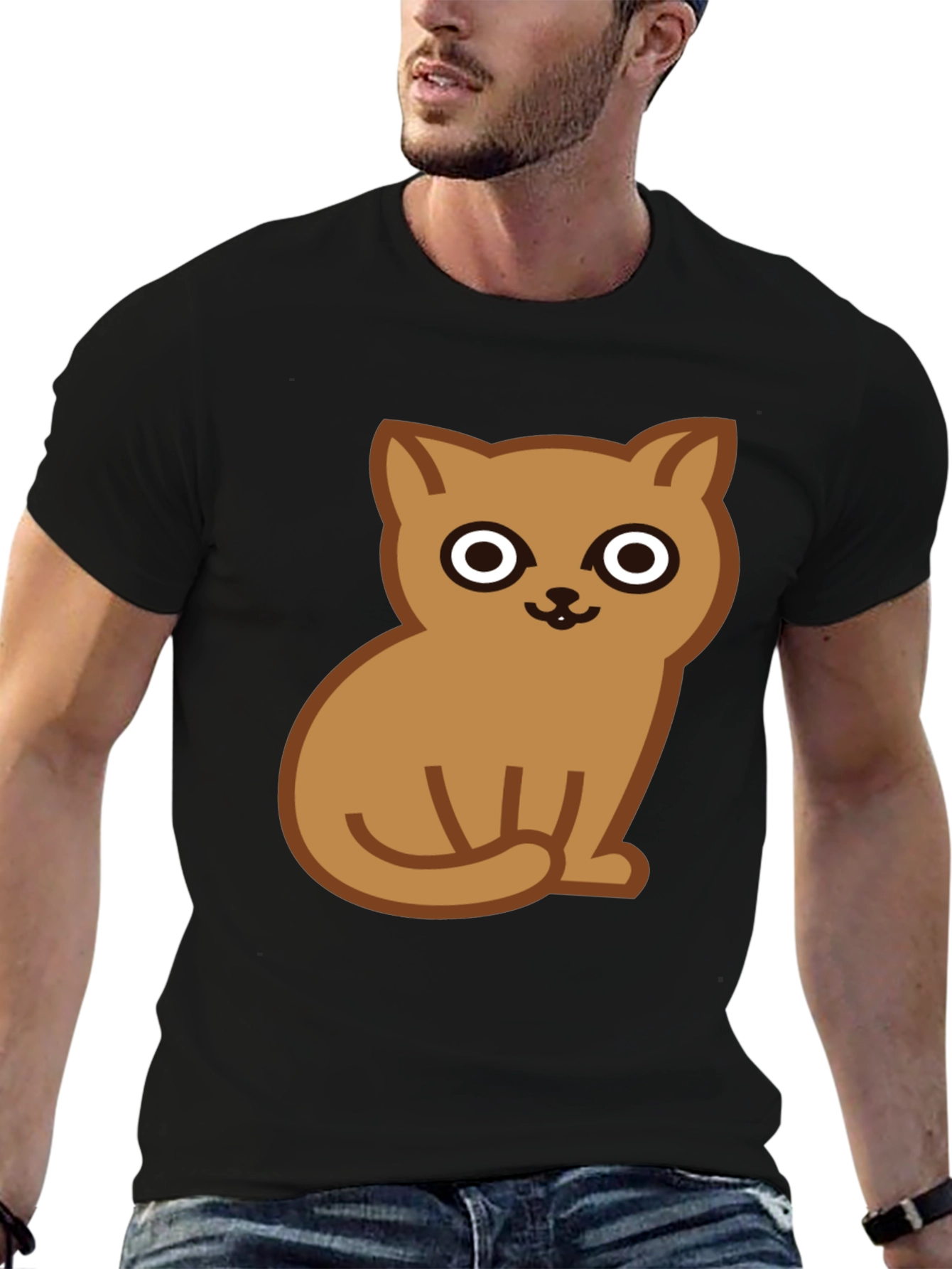 Cute Cat Graphic Tee - Soft Cotton Black T-Shirt