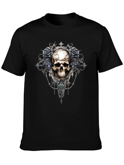 Skull & Roses Graphic Tee - Gothic Style