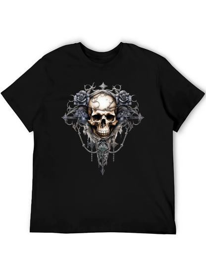 Skull & Roses Graphic Tee - Gothic Style