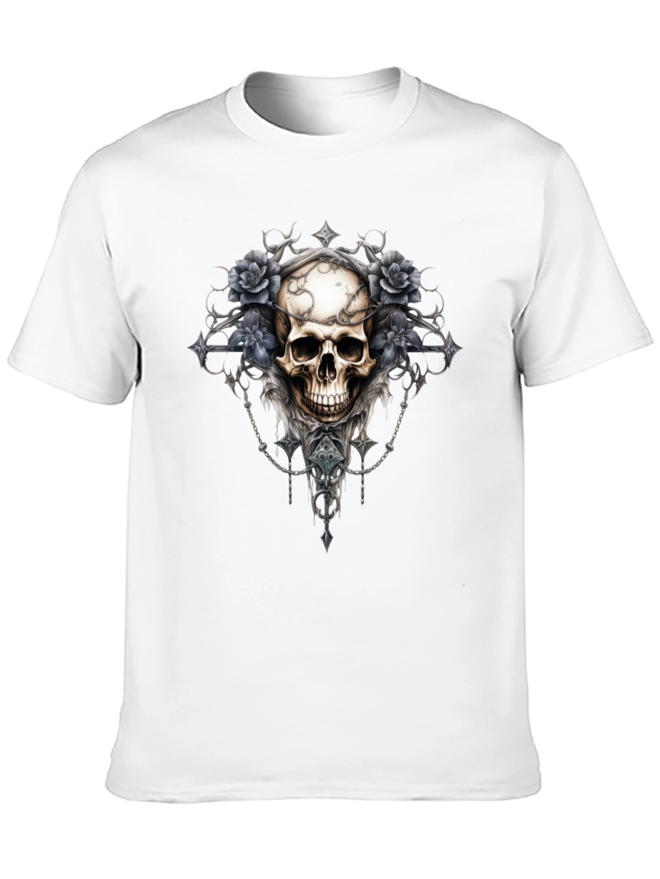 Skull & Roses Graphic Tee - Gothic Style