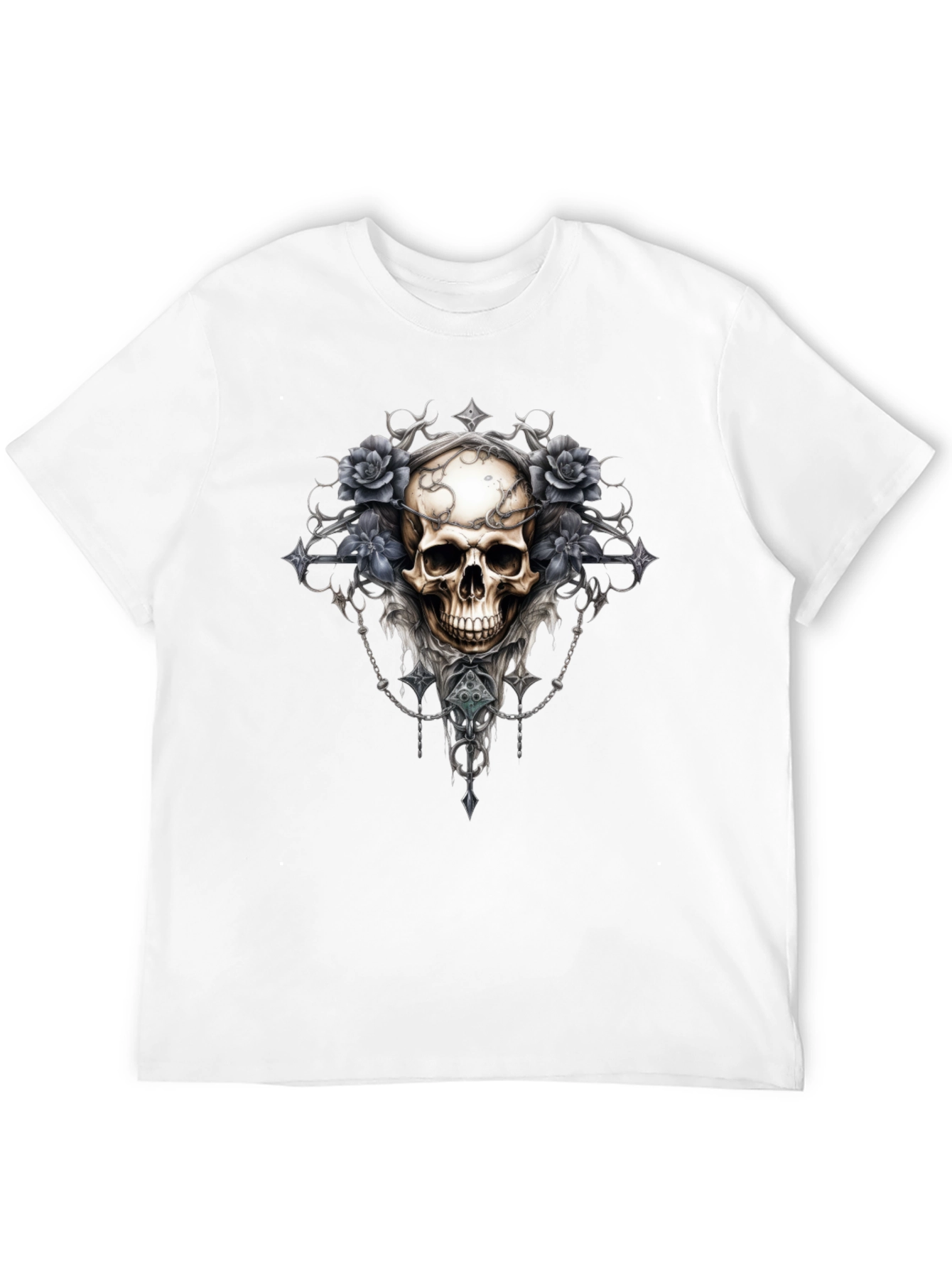 Skull & Roses Graphic Tee - Gothic Style