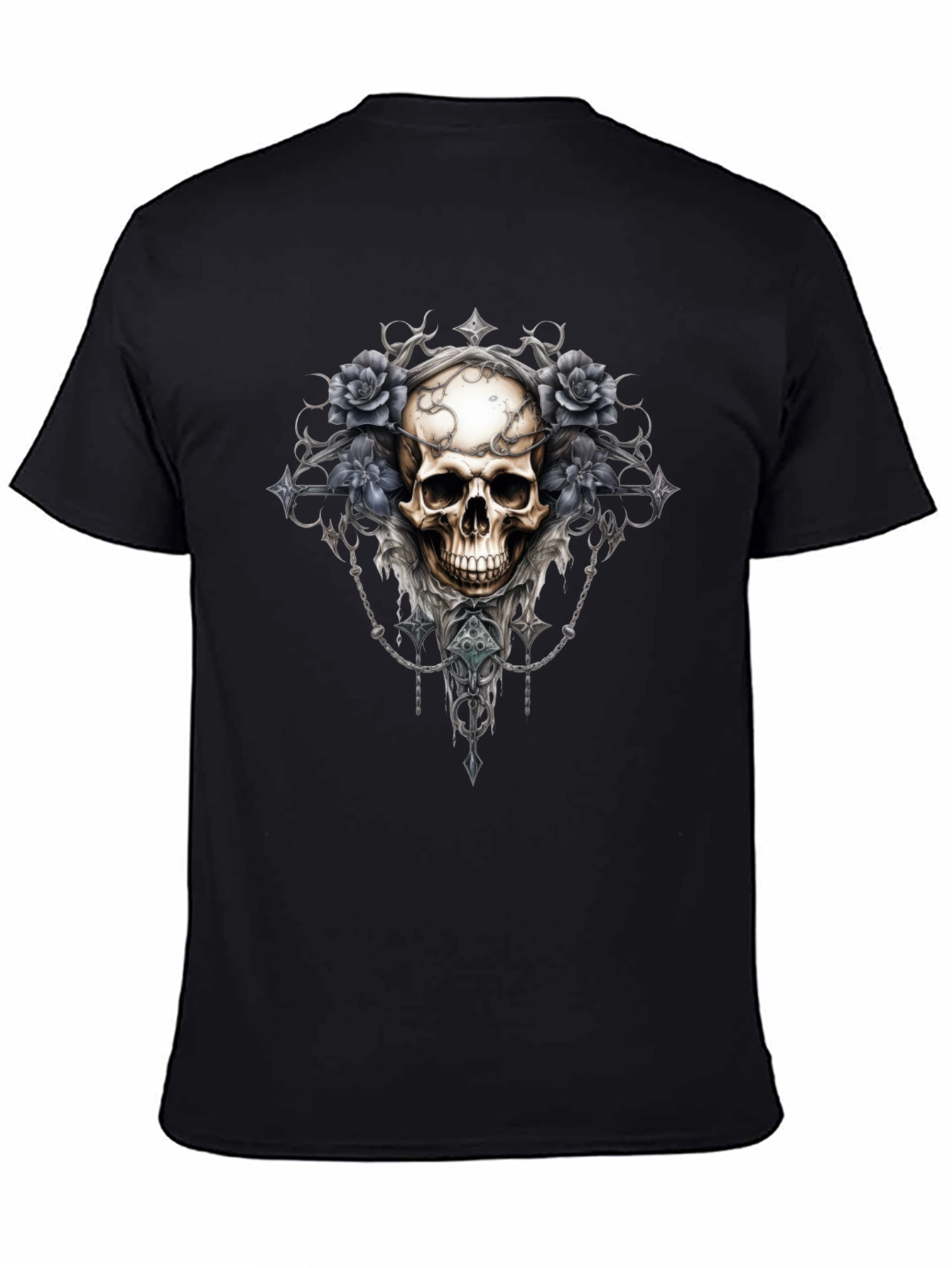Skull & Roses Graphic Tee - Gothic Style