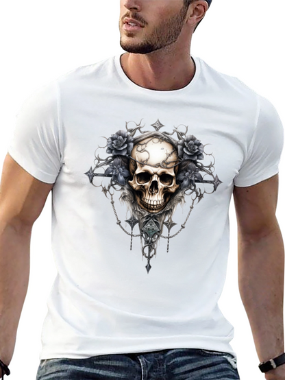 Skull & Roses Graphic Tee - Gothic Style
