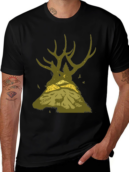 Nature Deer Silhouette Graphic Tee