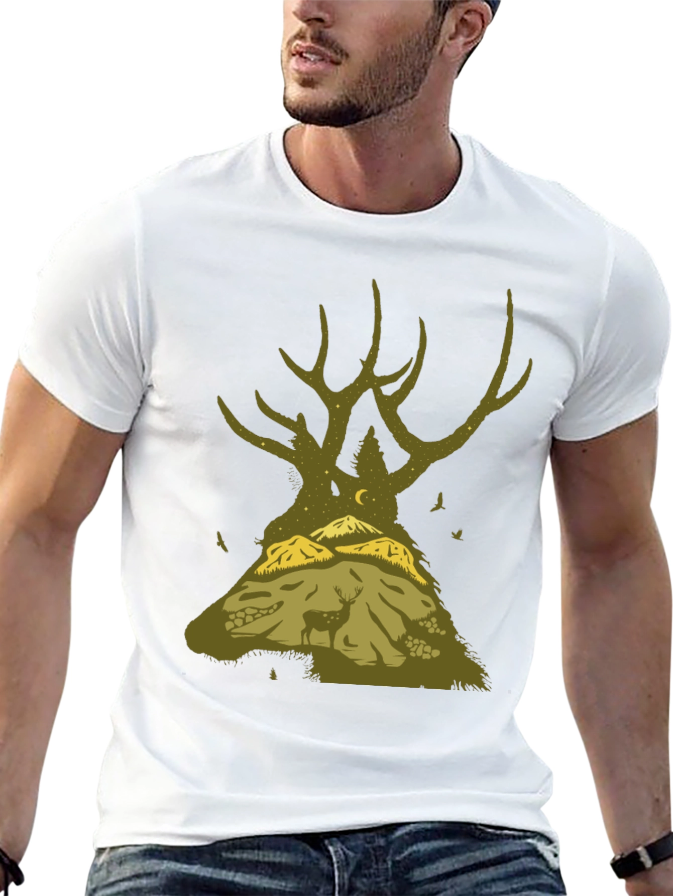 Nature Deer Silhouette Graphic Tee