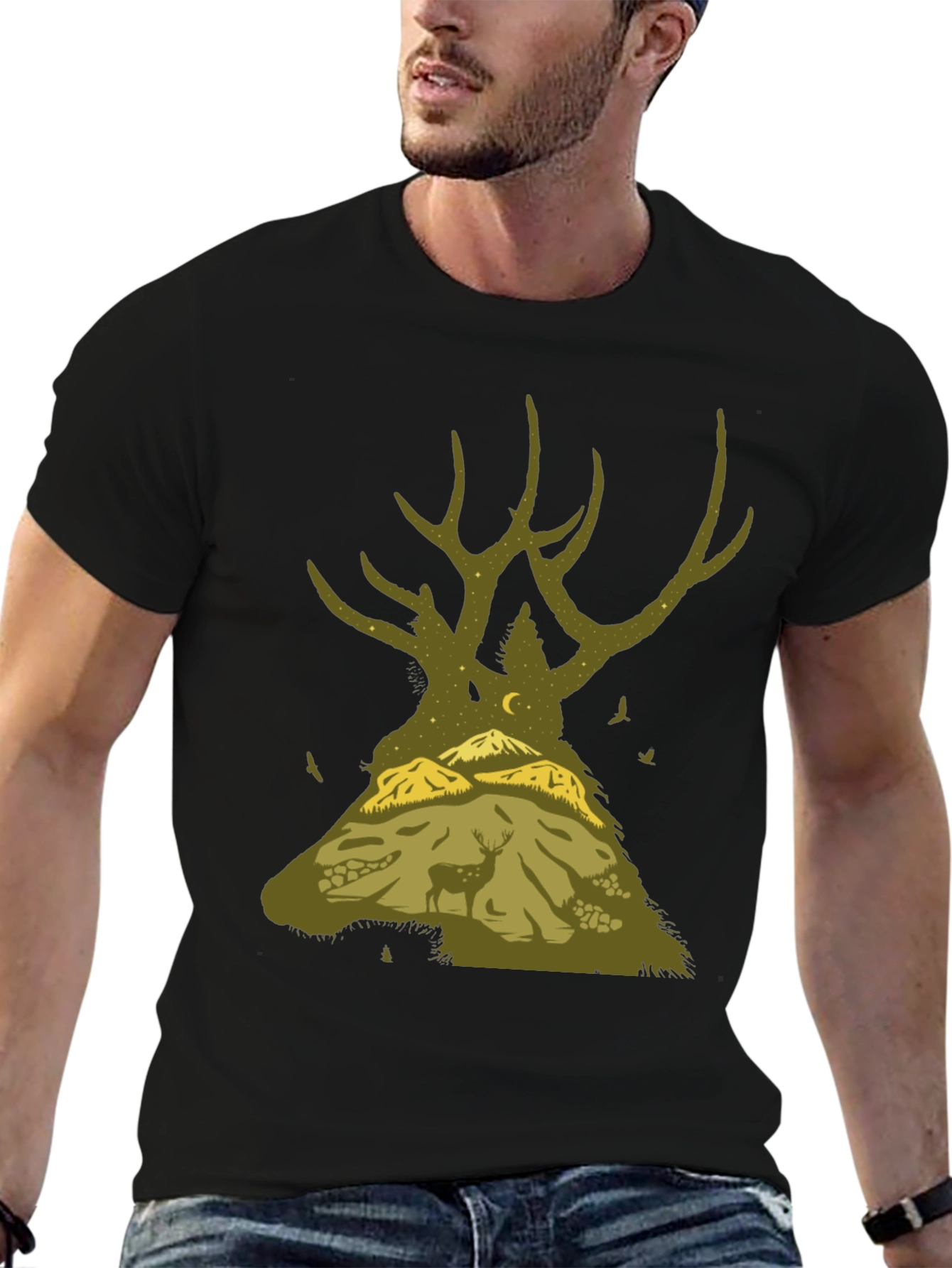 Nature Deer Silhouette Graphic Tee